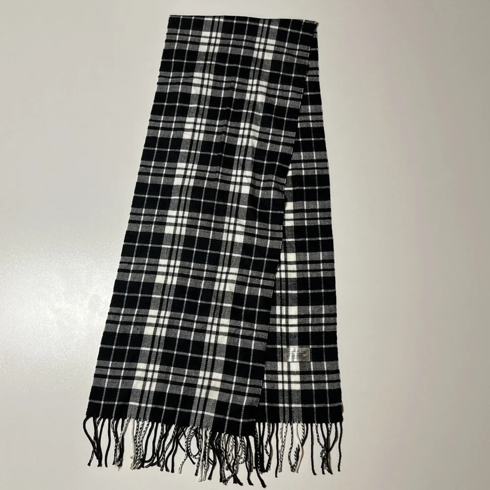 Cashmere Feel Black White Plaid Acrylic Scarf Very Soft Feels Like Real Cashmere